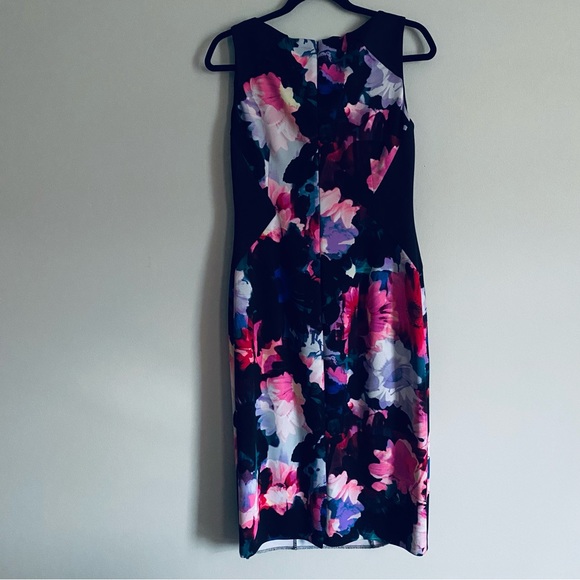 Maggy London Women's Floral Print Short Sleeve Midi Pencil Dress Size 8 - Picture 7 of 11